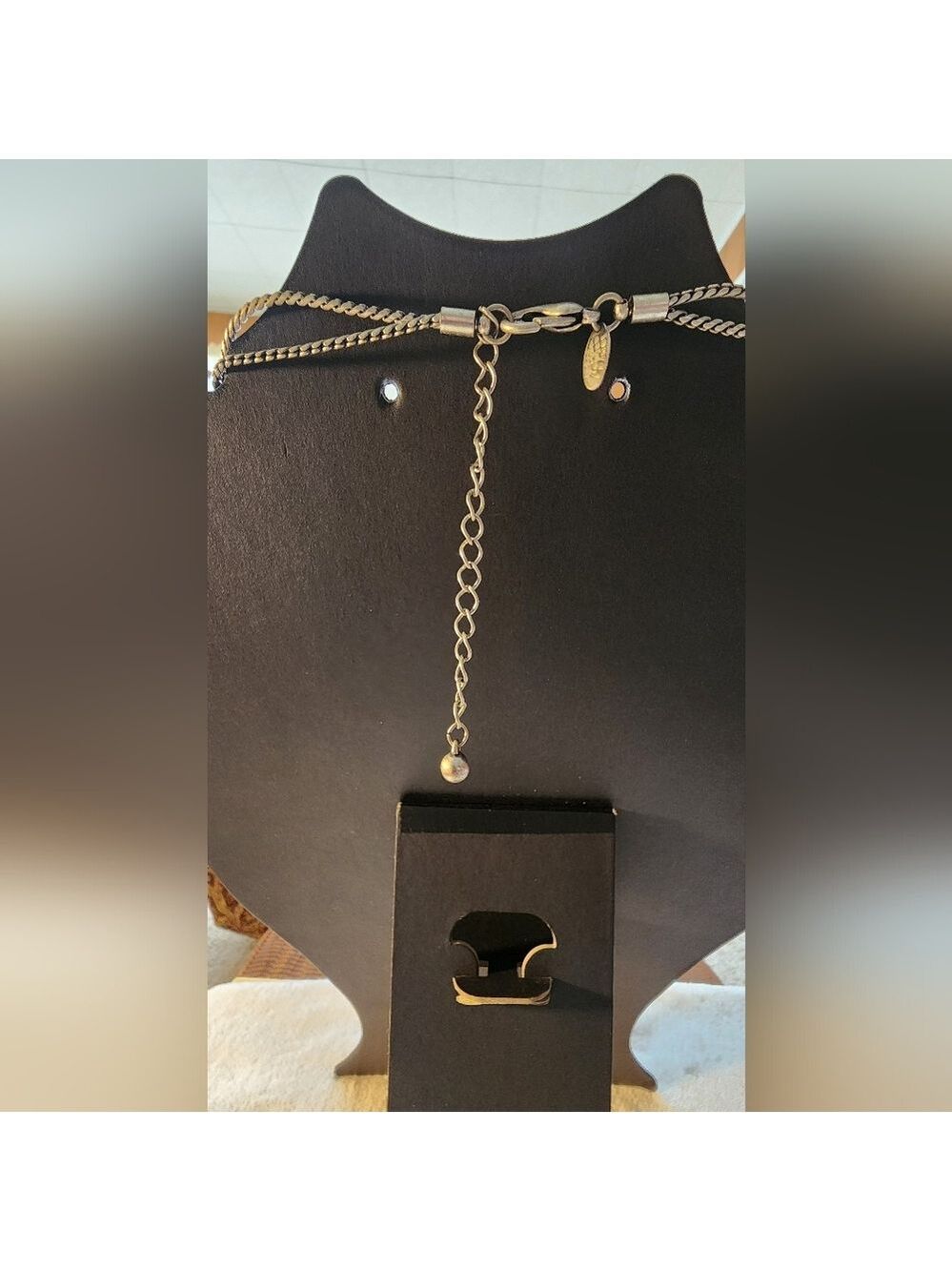 Laura Ashley Modernist Yellow Glass Pendant Necklace 16"+3" Silver-Tone Chain - Picture 7 of 7